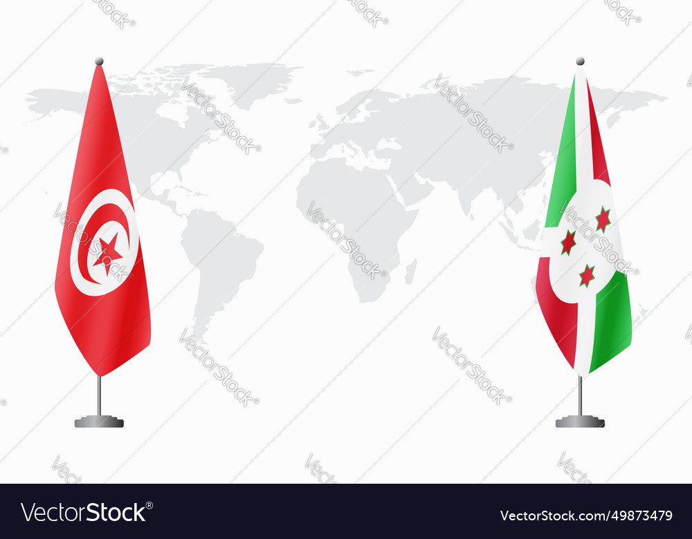 Tunisia and burundi flags for official meeting