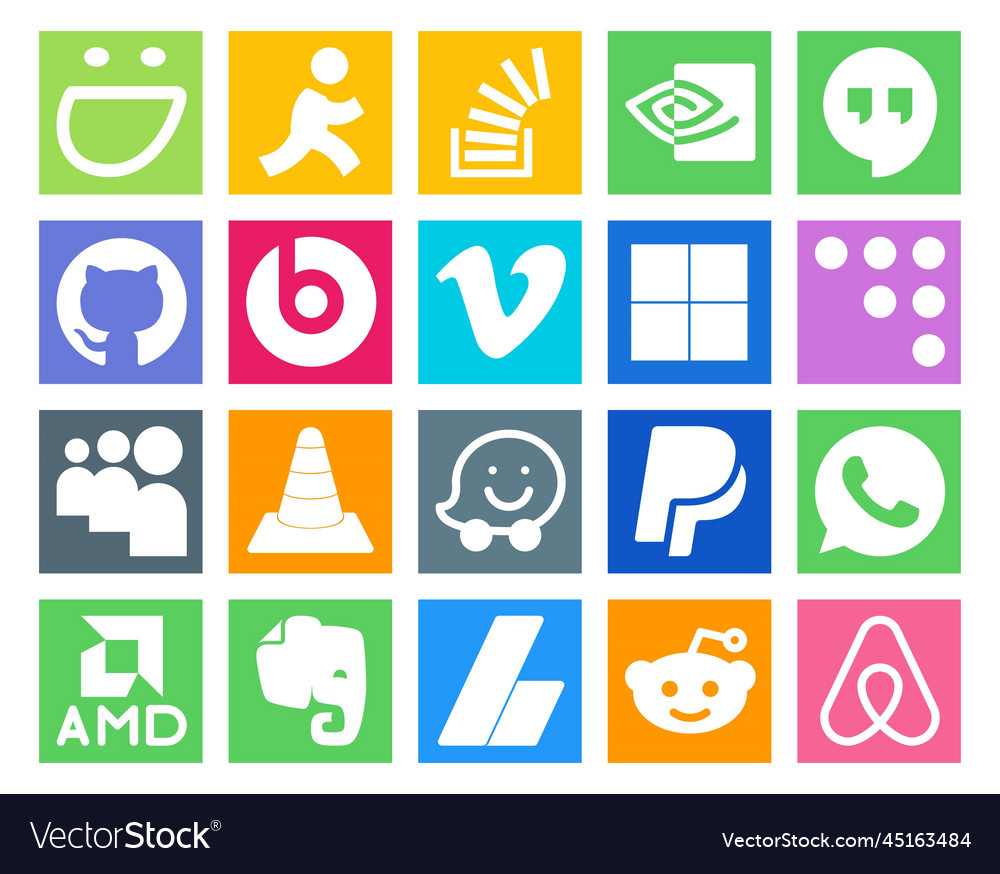 20 social media icon pack including player vlc