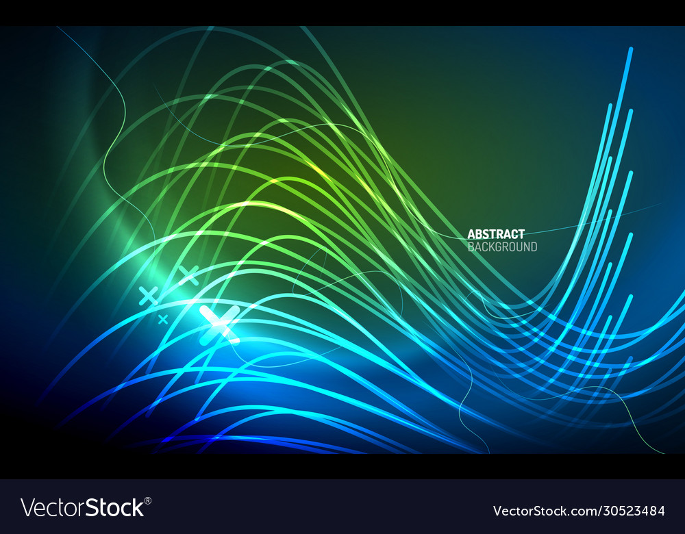 Abstract background - blue neon line design Vector Image