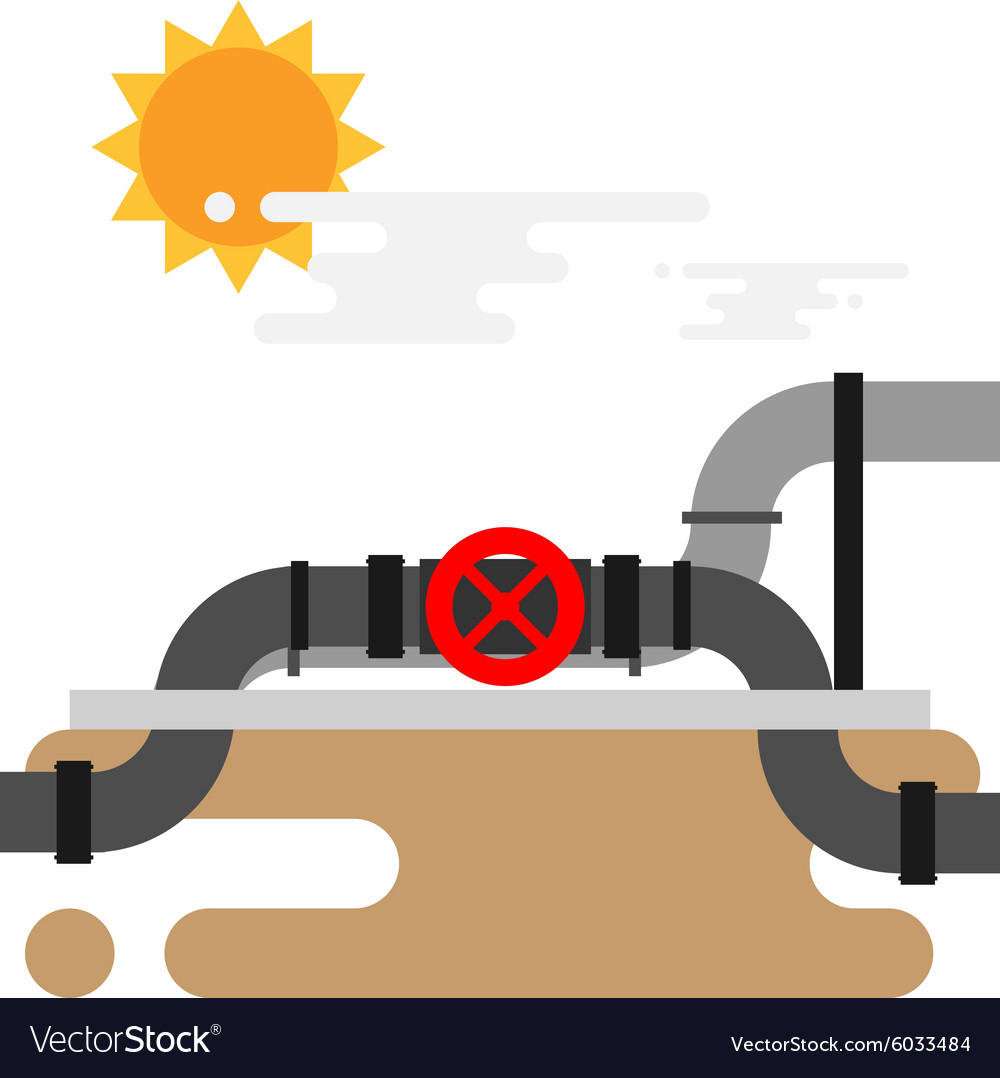 Concept of oil pipes network with valve