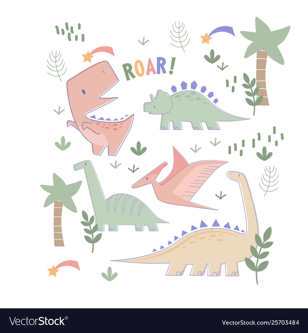 Dino pattern hand drawn isolated