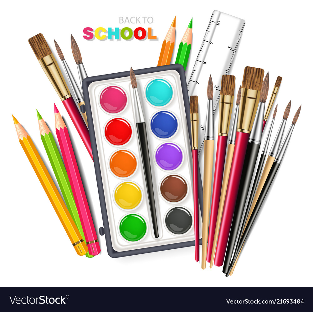 Drawing tools realistic brush watercolor Vector Image