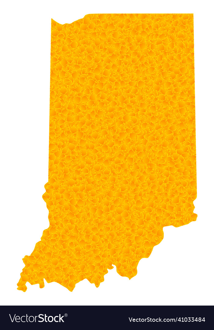 Gold map of indiana state Royalty Free Vector Image