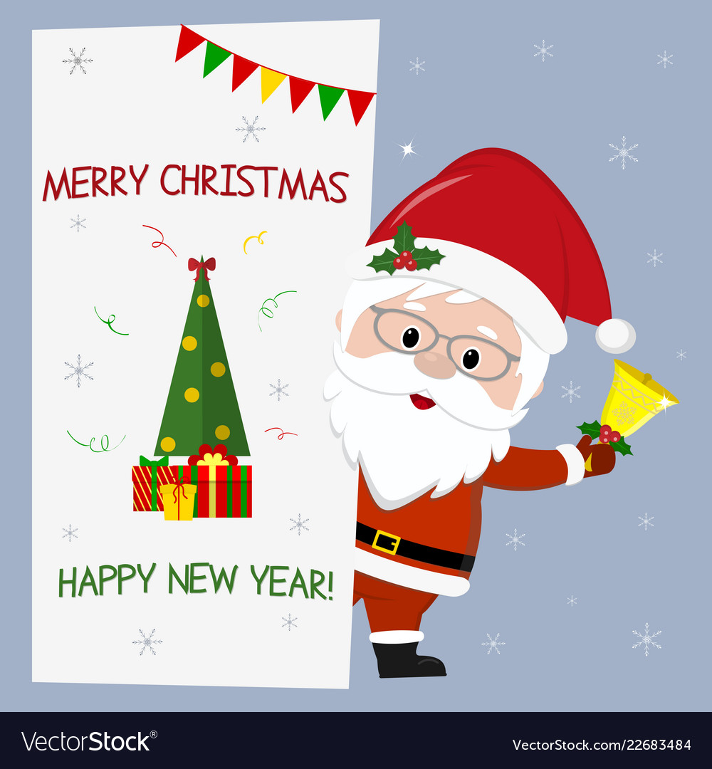 Happy new year and merry christmas cute santa Vector Image