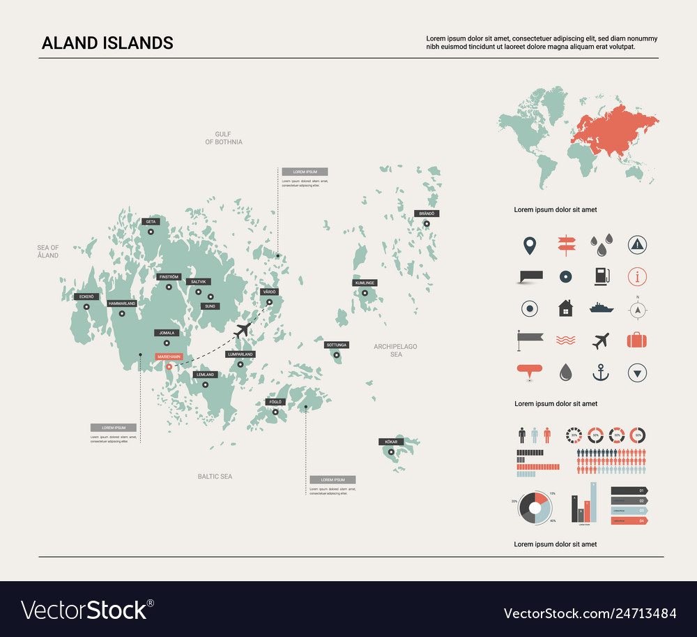 Map of aland islands high detailed country Vector Image