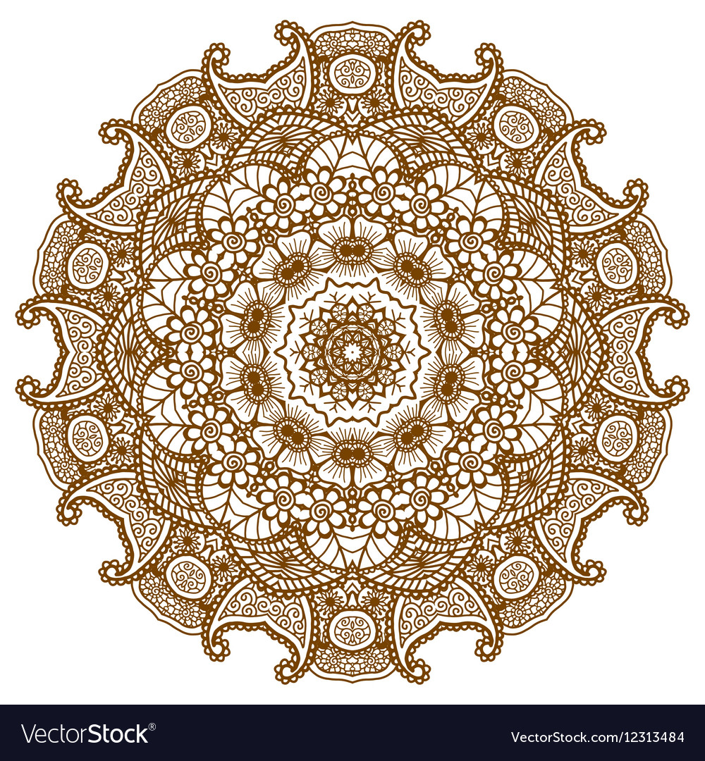 Round brown mandala Royalty Free Vector Image - VectorStock