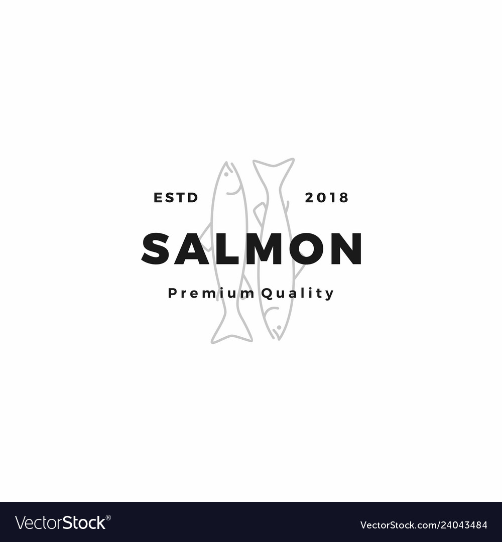 Salmon fish logo seafood label badge sticker Vector Image