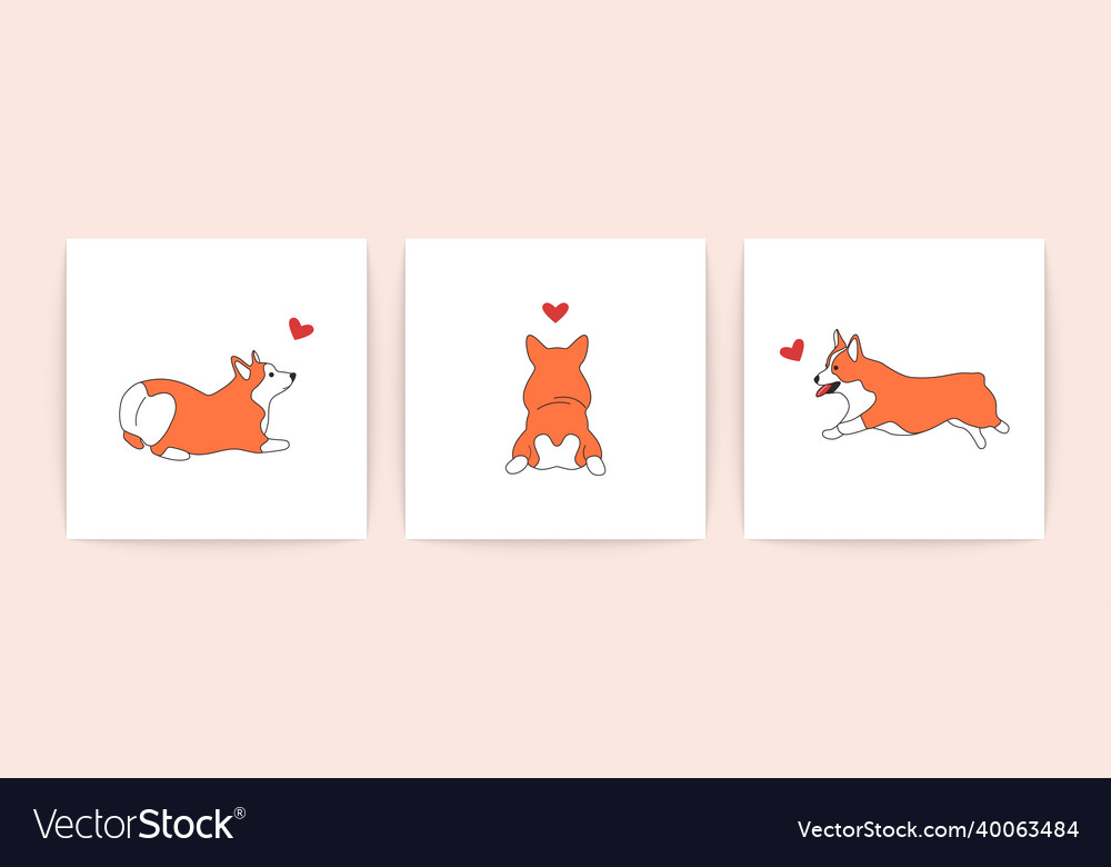 Set of corgi dogs minimalist funny puppies Vector Image
