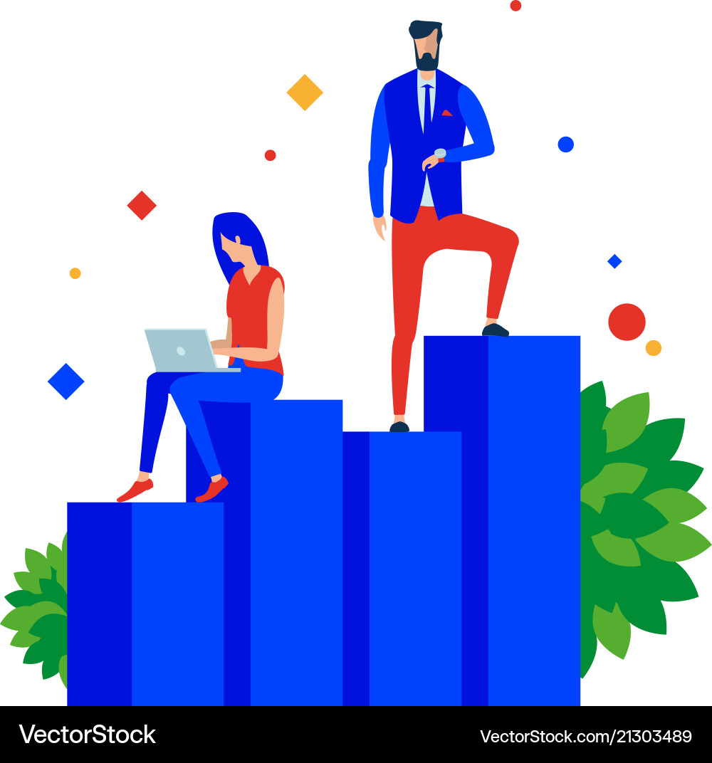 Business growth chart achievements in team work Vector Image