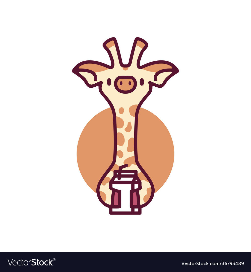 Cute giraffe milk cartoon playful character Vector Image