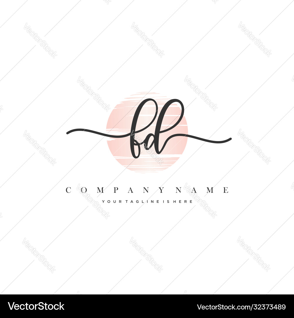Fd initial handwriting logo Royalty Free Vector Image