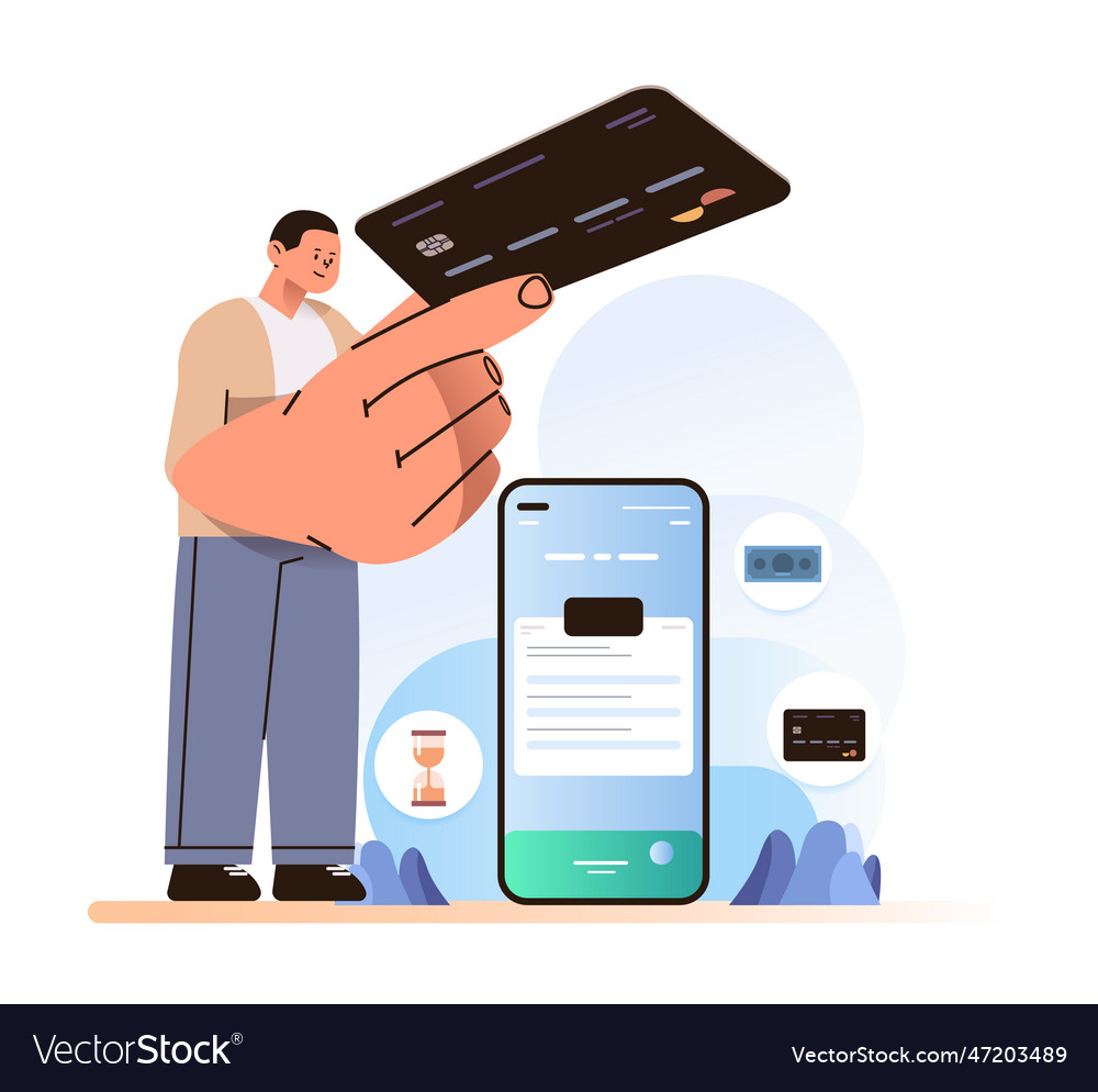 Man holding credit card for shopping online guy