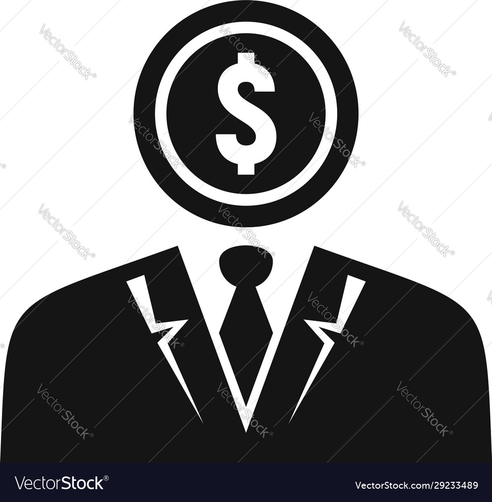 Man money coin icon simple style Royalty Free Vector Image