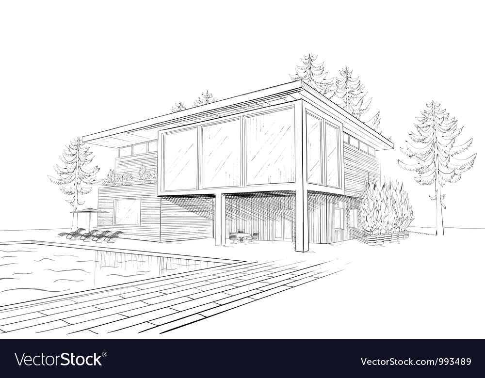 Pencil Sketches Of Modern Houses