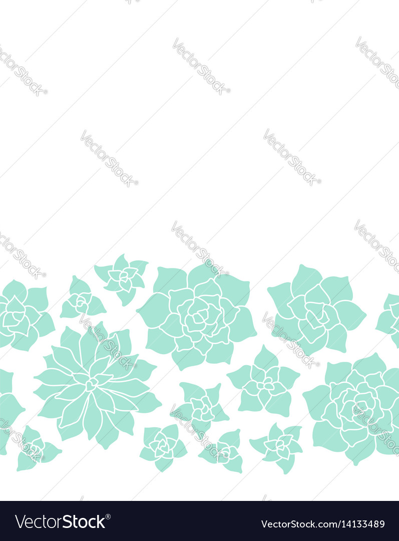 Teal succulent plant seamless border on white