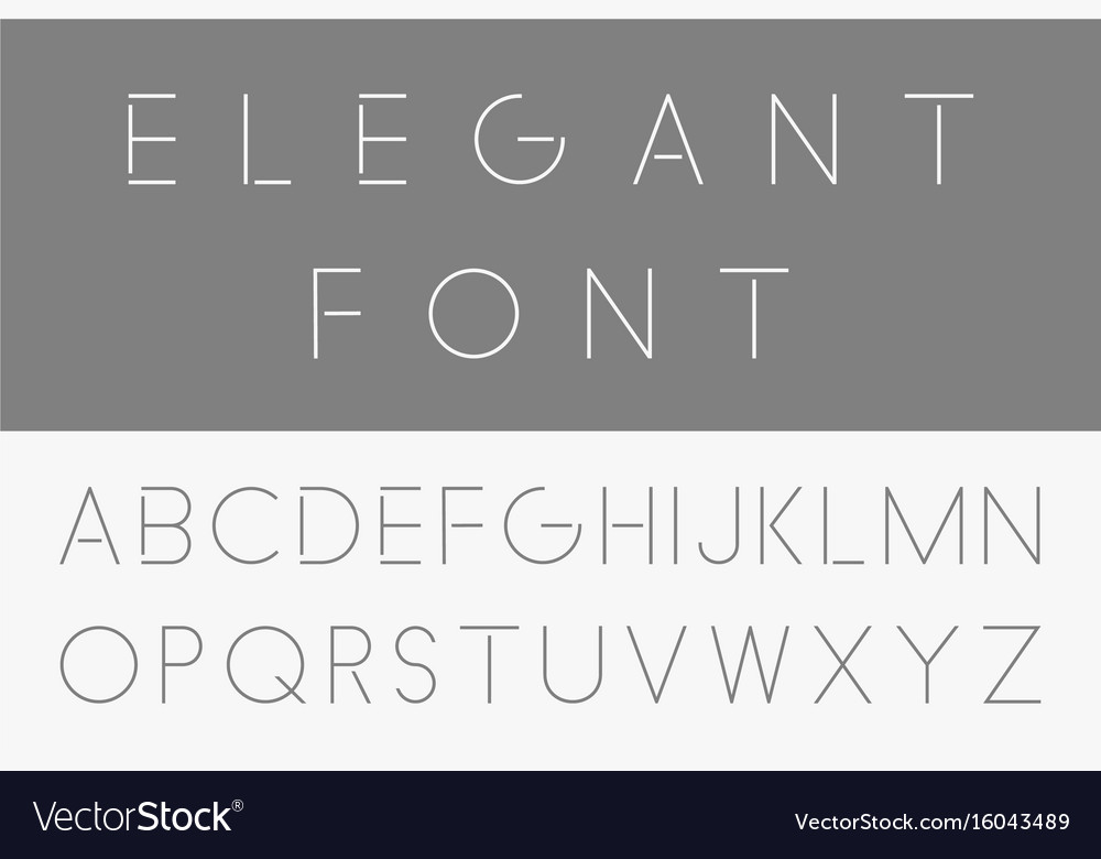 Thin minimalistic font english alphabet