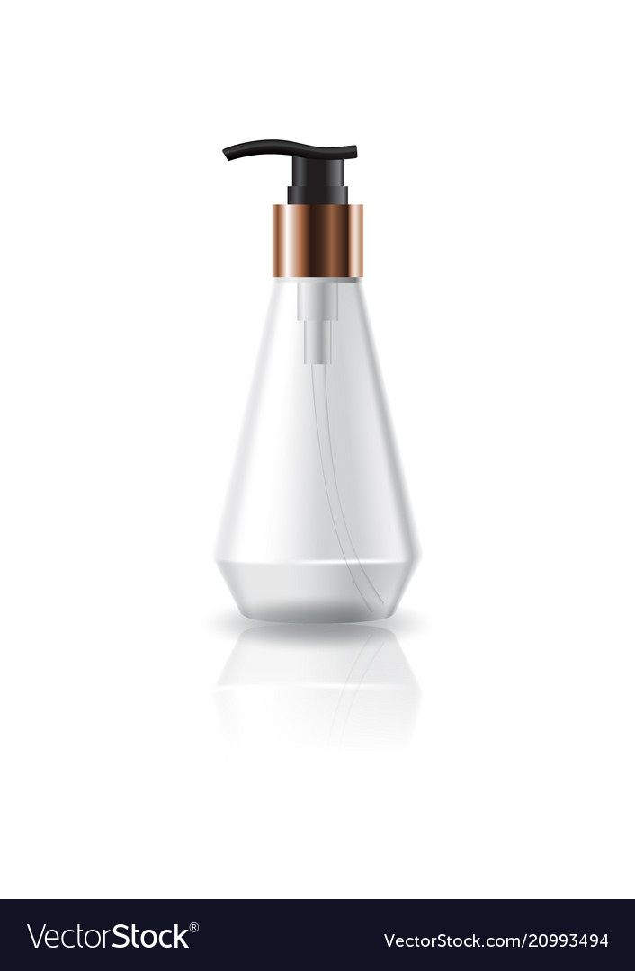 Clear cosmetic cone shape bottle with pump head