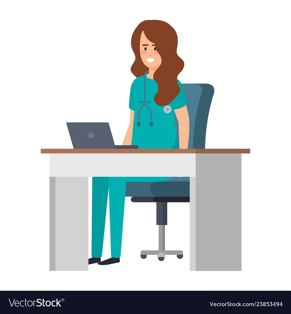 Female practitioner in consulting room Royalty Free Vector