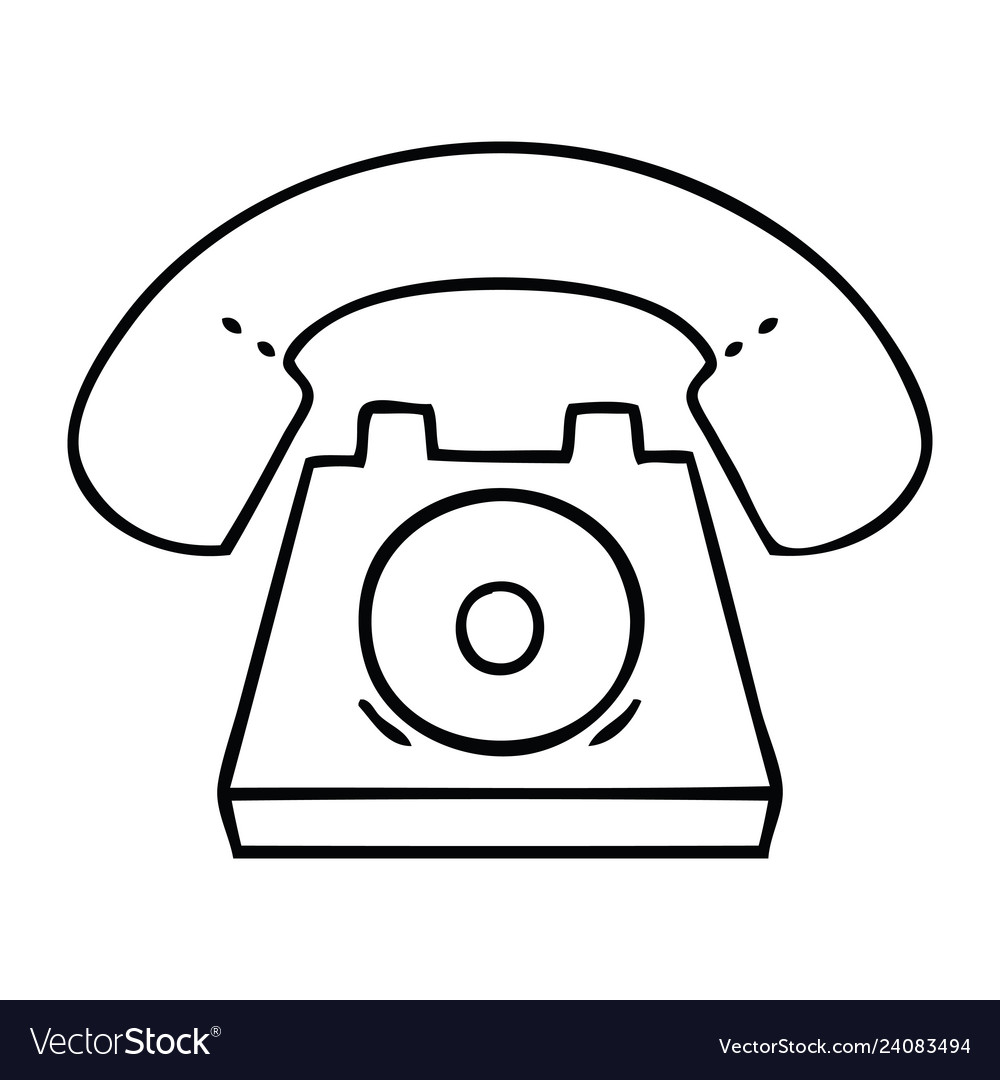 Line drawing cartoon red telephone Royalty Free Vector Image