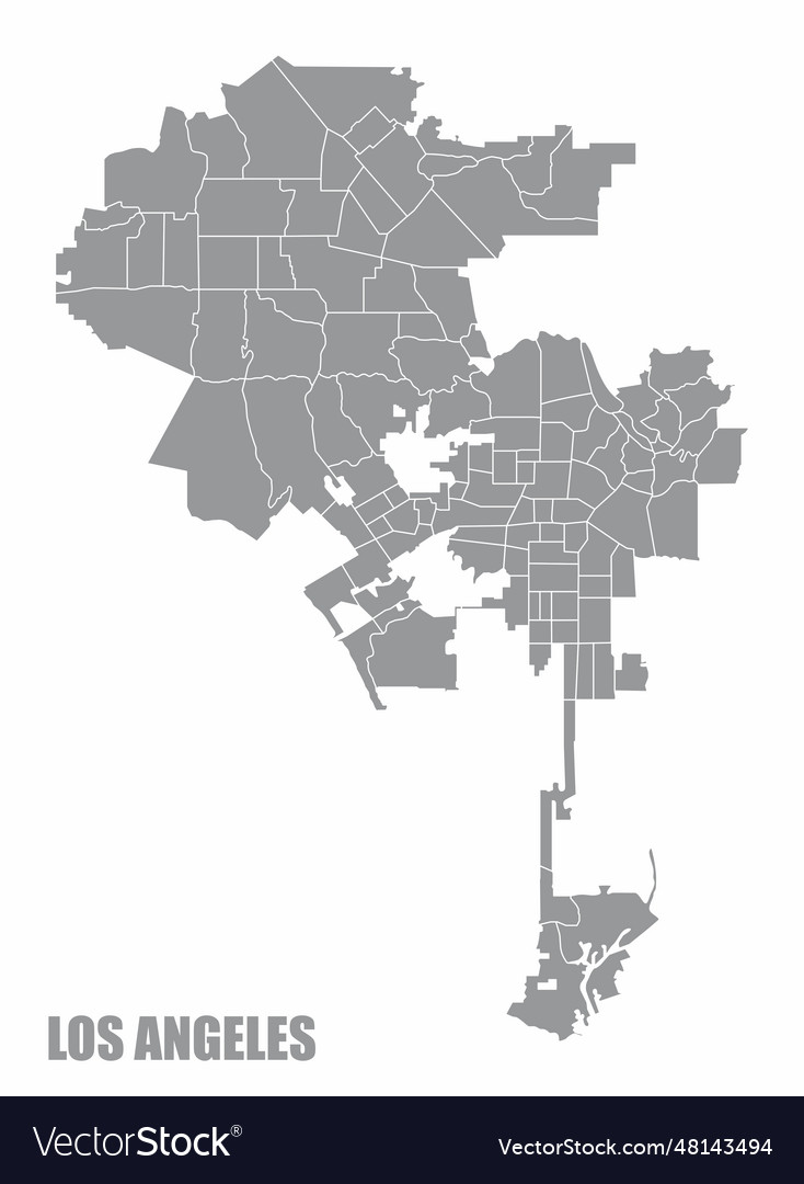 Los angeles city map with boroughs isolated Vector Image