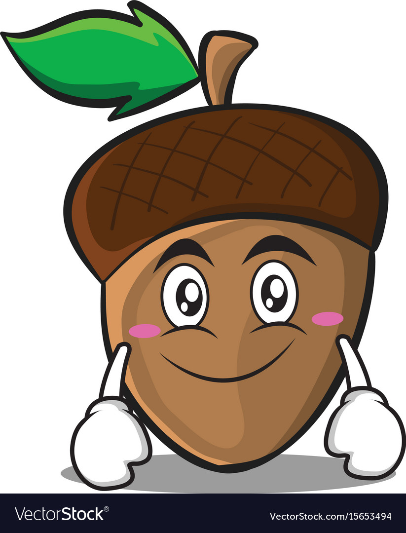 Smile acorn cartoon character style