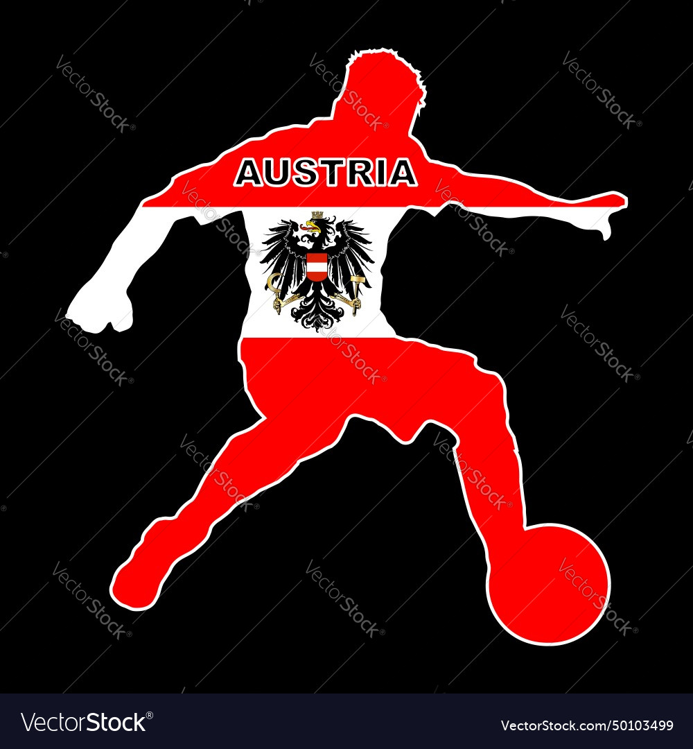 Austrian footballer with colors of the flag