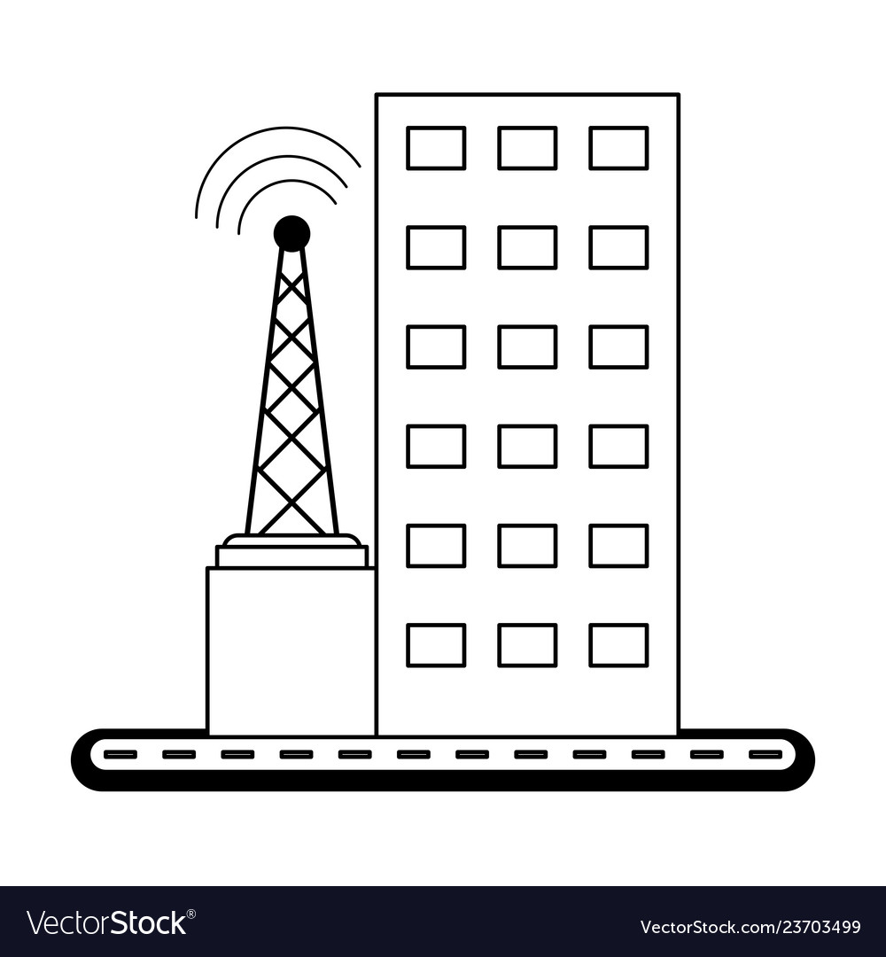 Building and telecommunication antenna black