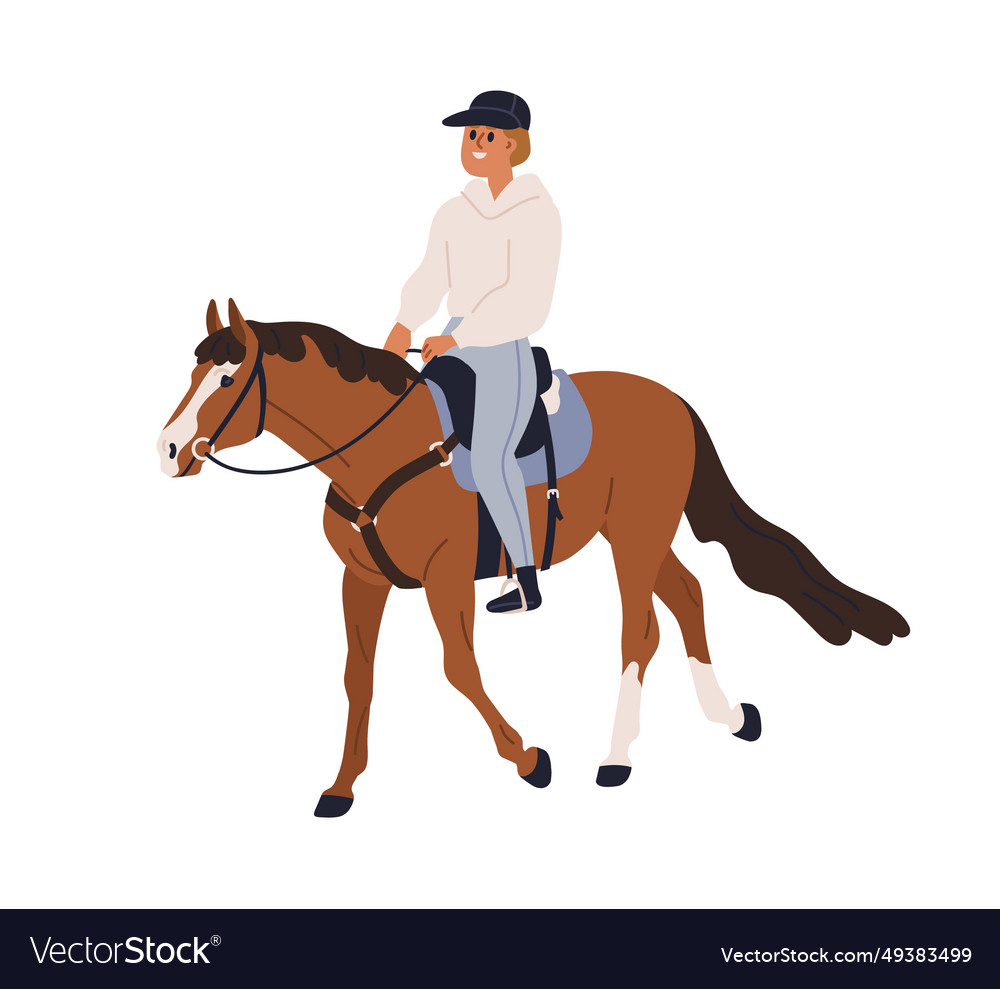 Equestrian riding horse happy horseback rider Vector Image