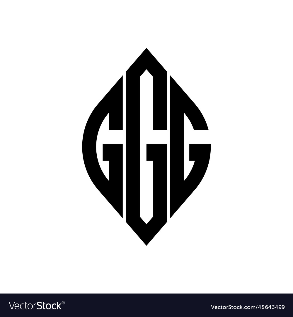 Logo g curve rhombus extended monogram 3 letters Vector Image