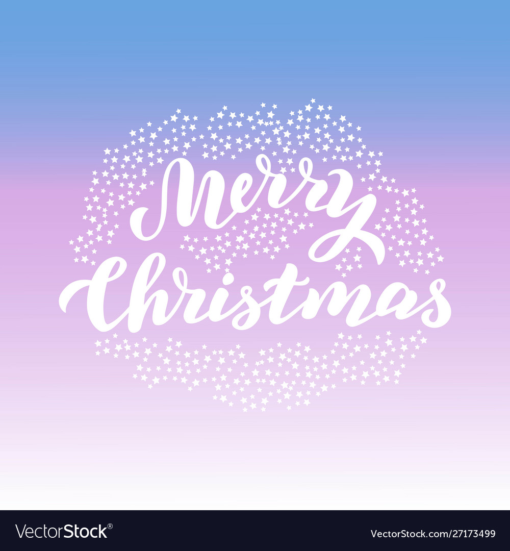 Merry christmas typography card with stars trendy