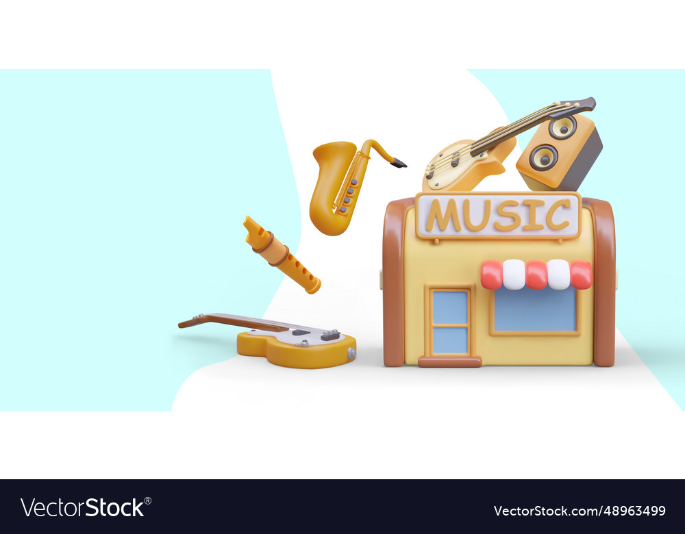 Model of musical store with different instruments