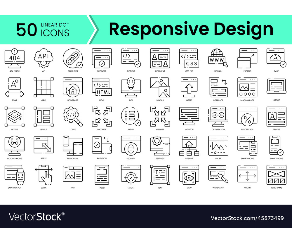 Set of responsive design icons line art style Vector Image