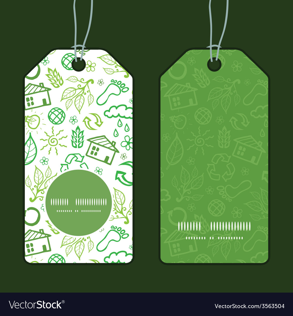 Ecology symbols vertical round frame pattern tags Vector Image