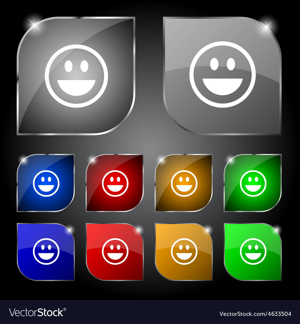 Funny face icon sign set of ten colorful buttons Vector Image Funny face icon sign set of ten colorful buttons Vector Image
