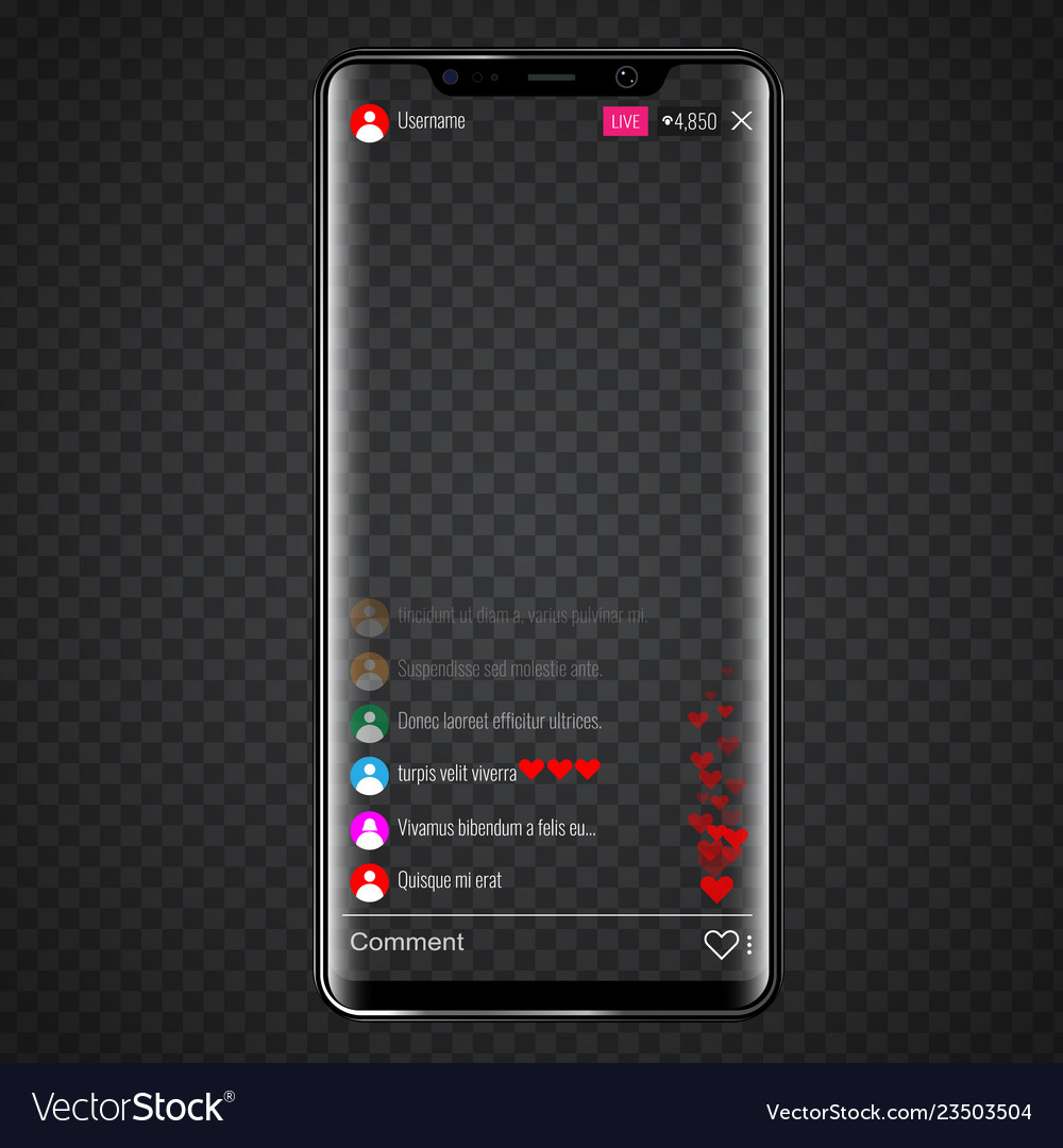 Live stream screen on social media smartphone