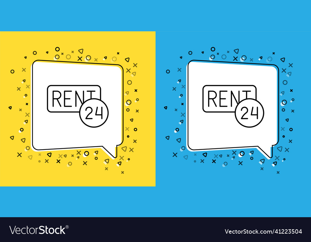 Set line hanging sign with text rent icon isolated