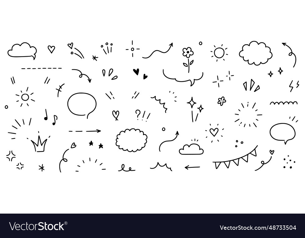 Sketch line cute element star heart shape hand Vector Image