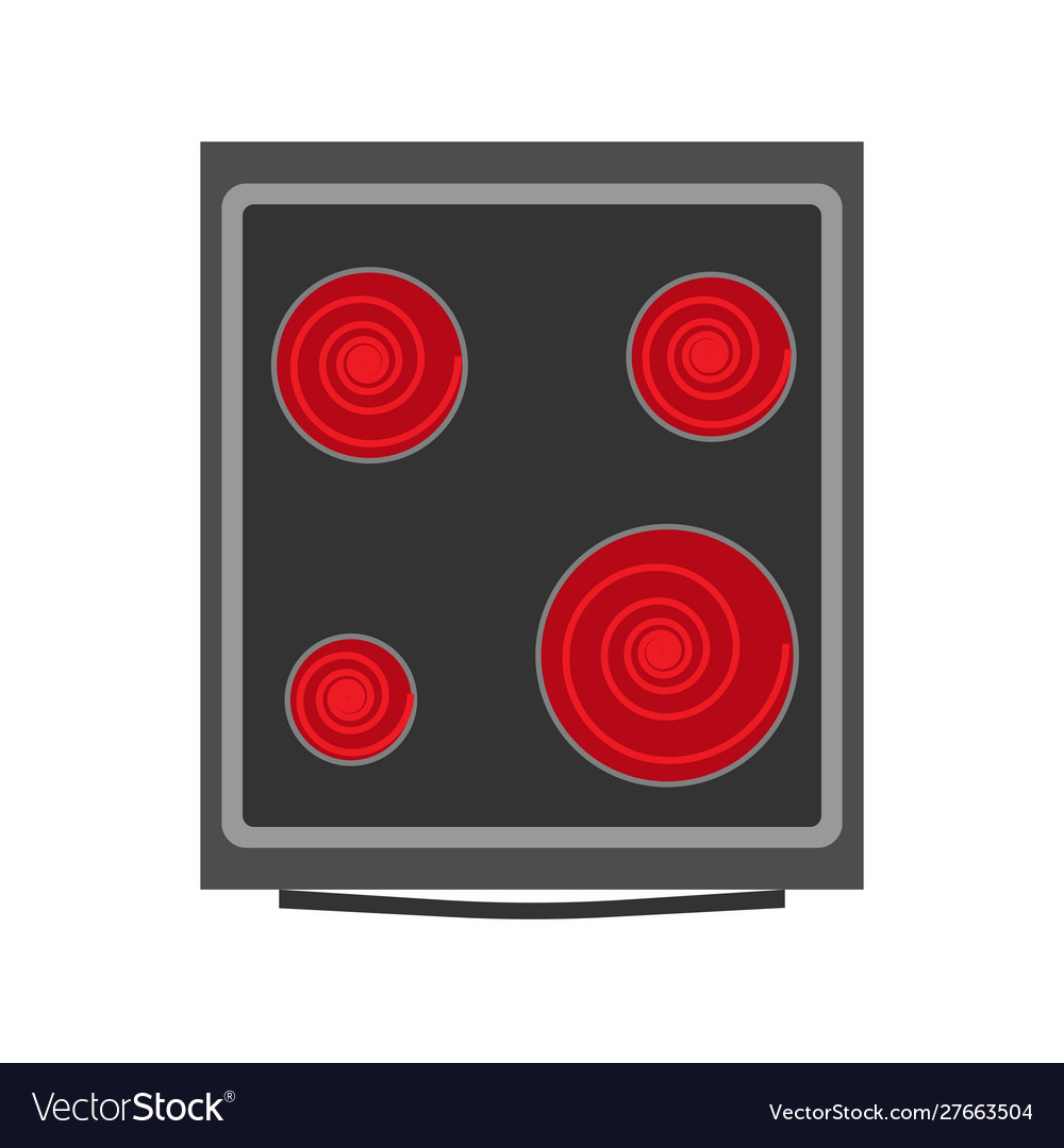 Stove top view kitchen cooking appliance gas heat Vector Image