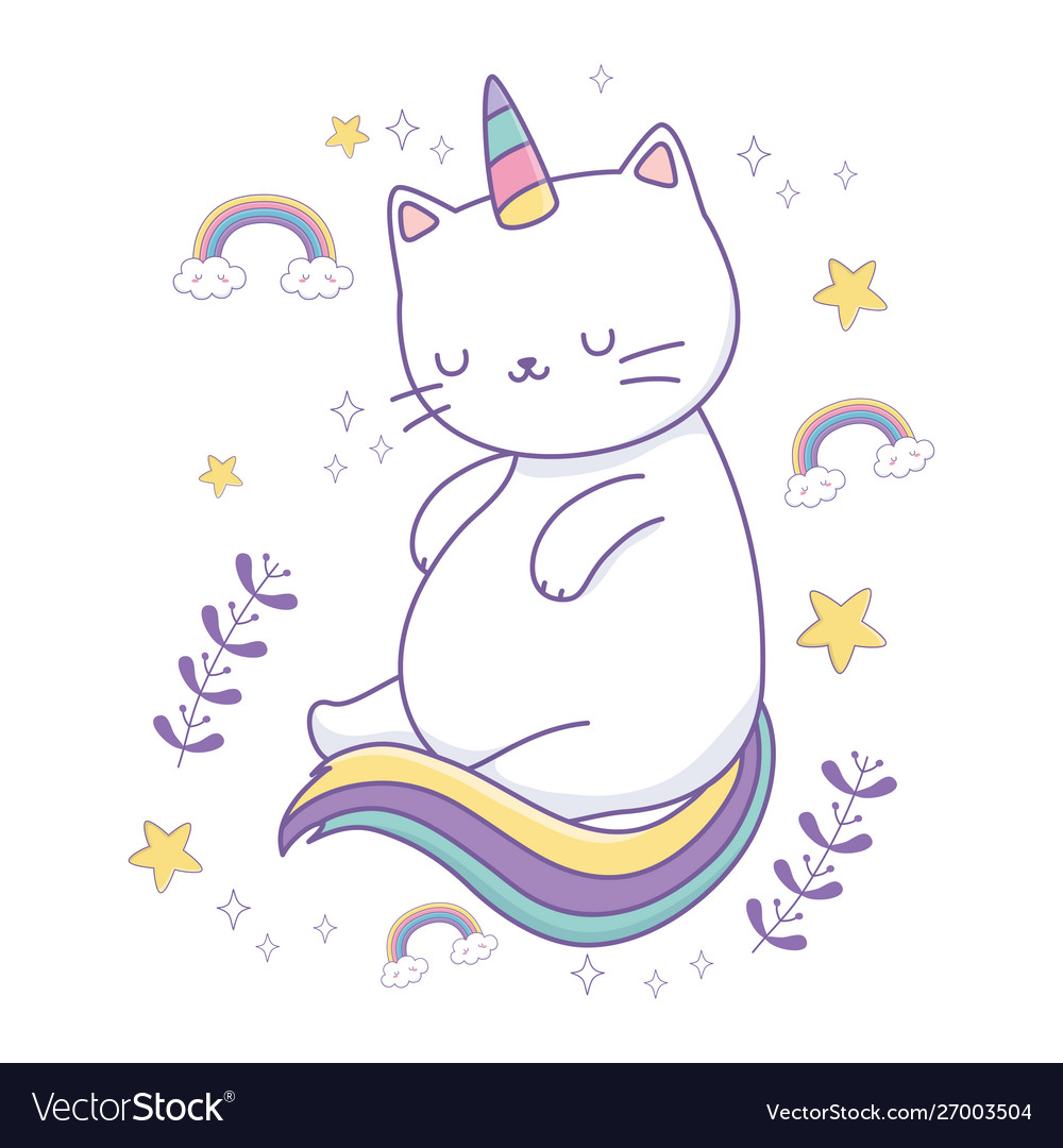 Unicorn cat cartoon design Royalty Free Vector Image