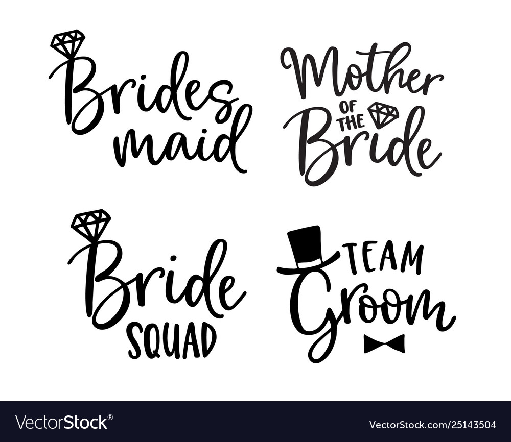 Wedding Lettering Set Black Hand Lettered Quotes Vector Image