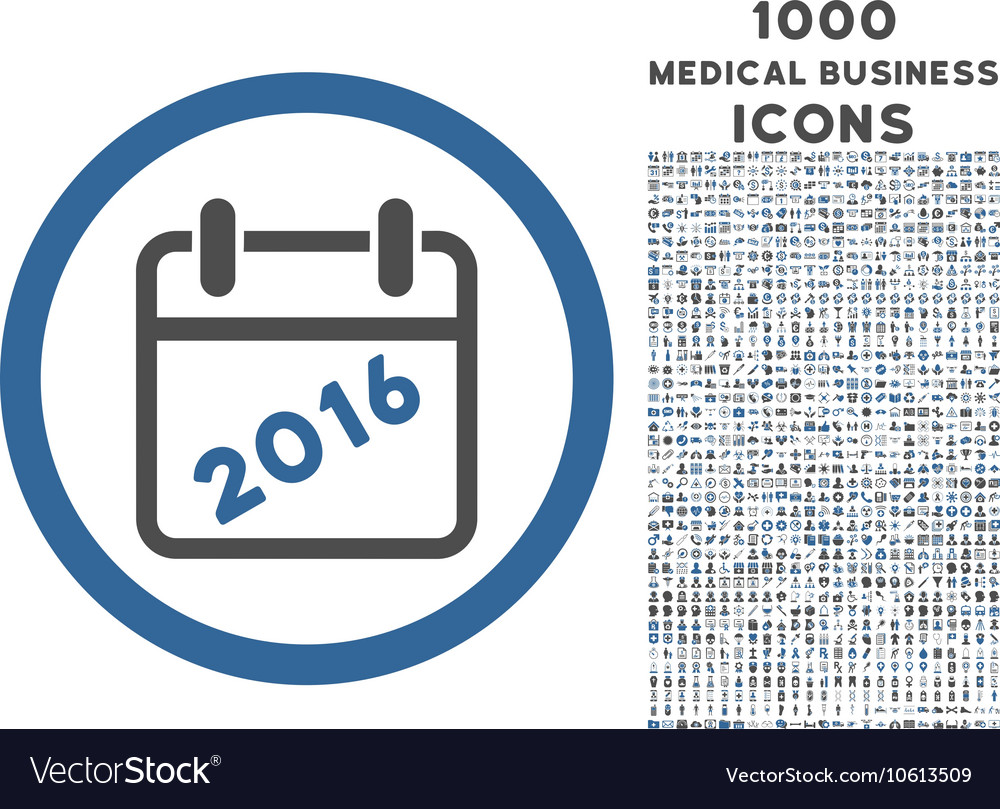 2016 calendar rounded icon with 1000 bonus icons