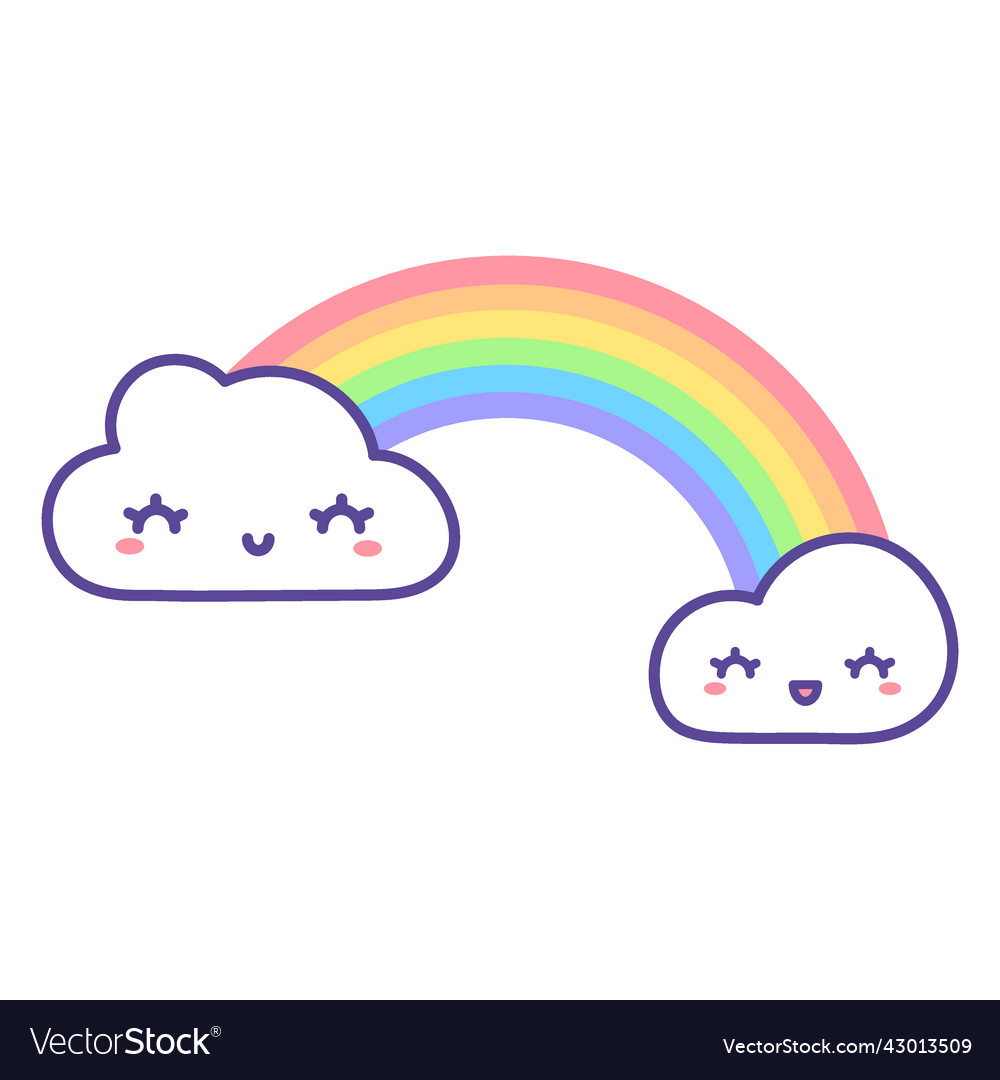 Cute clouds and rainbow Royalty Free Vector Image