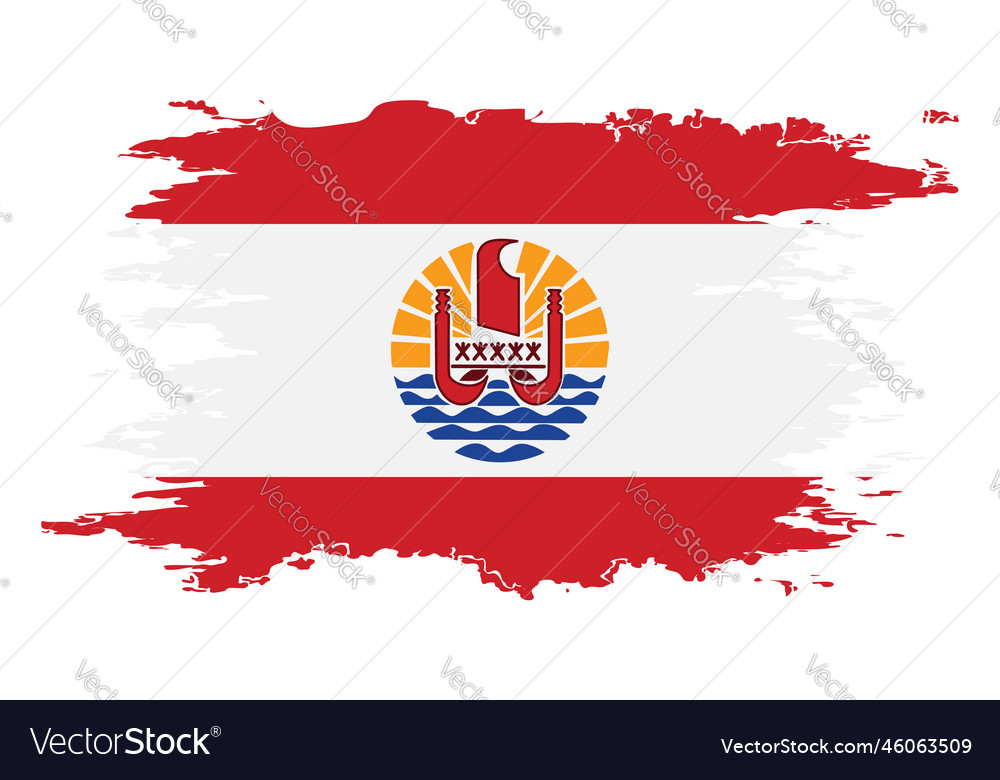 French polynesia flag grunge brush color image Vector Image