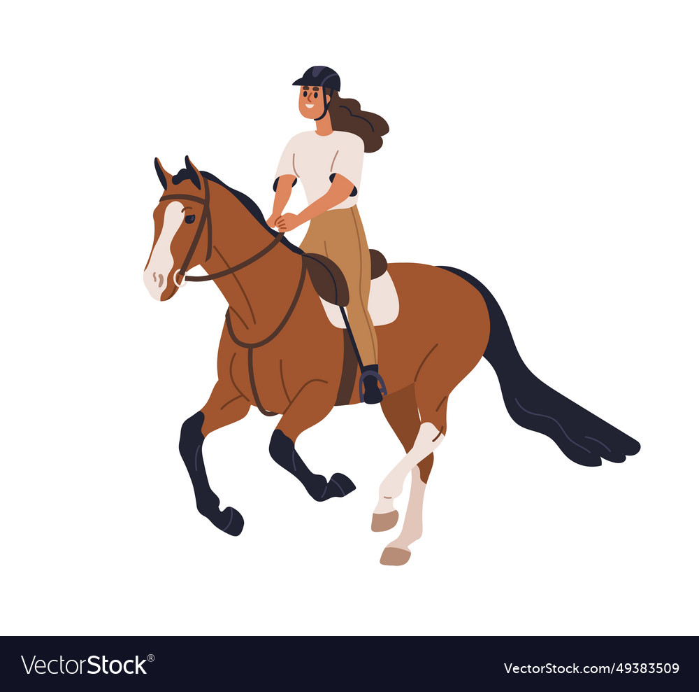 Horse equine rider riding horseback happy woman Vector Image