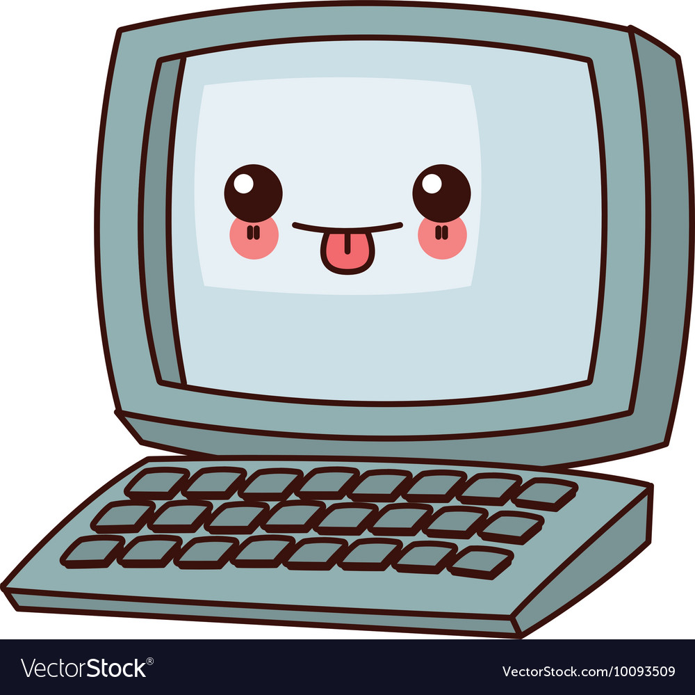 Kawaii computer icon Royalty Free Vector Image