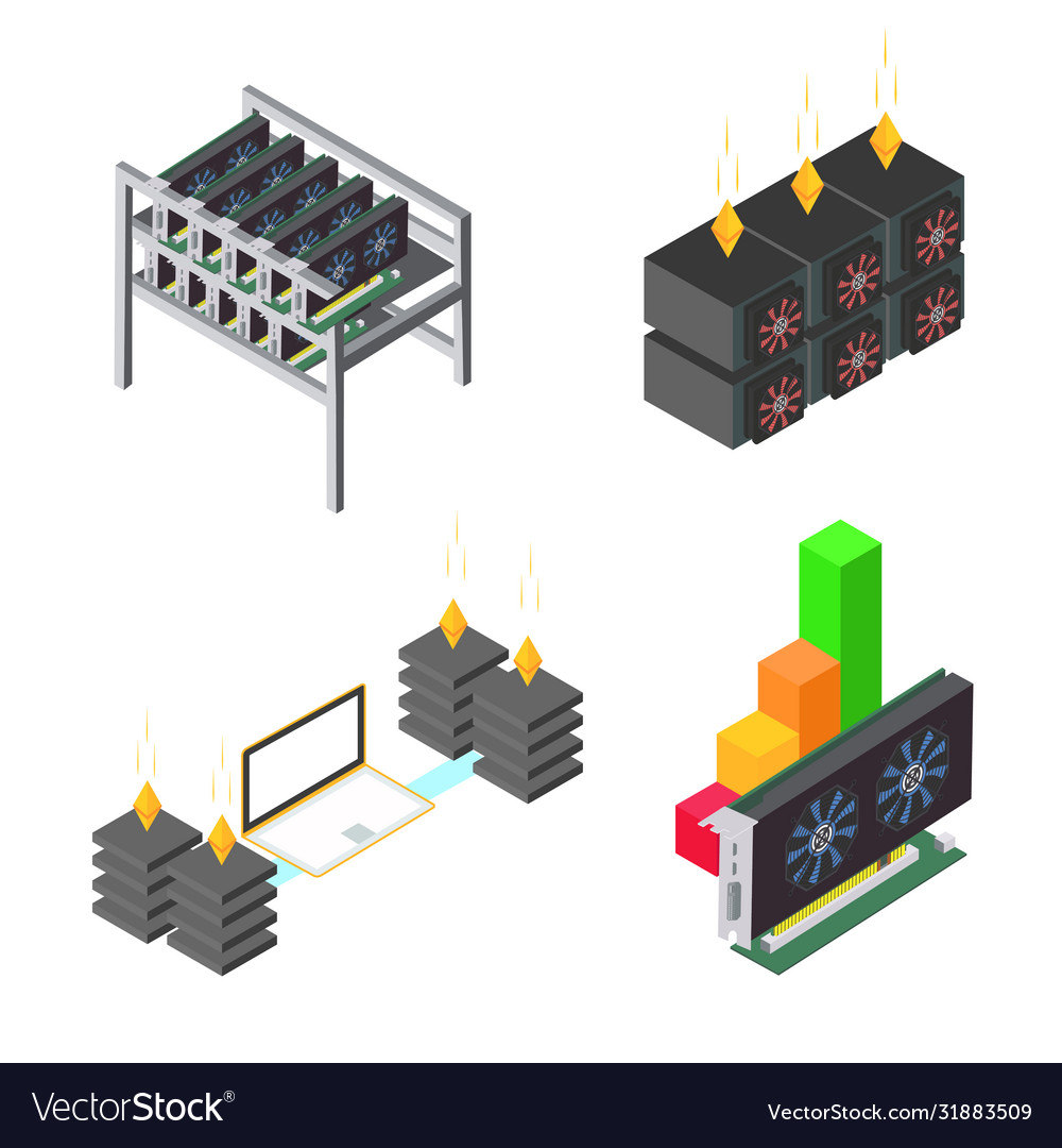 Mining farm process Royalty Free Vector Image - VectorStock