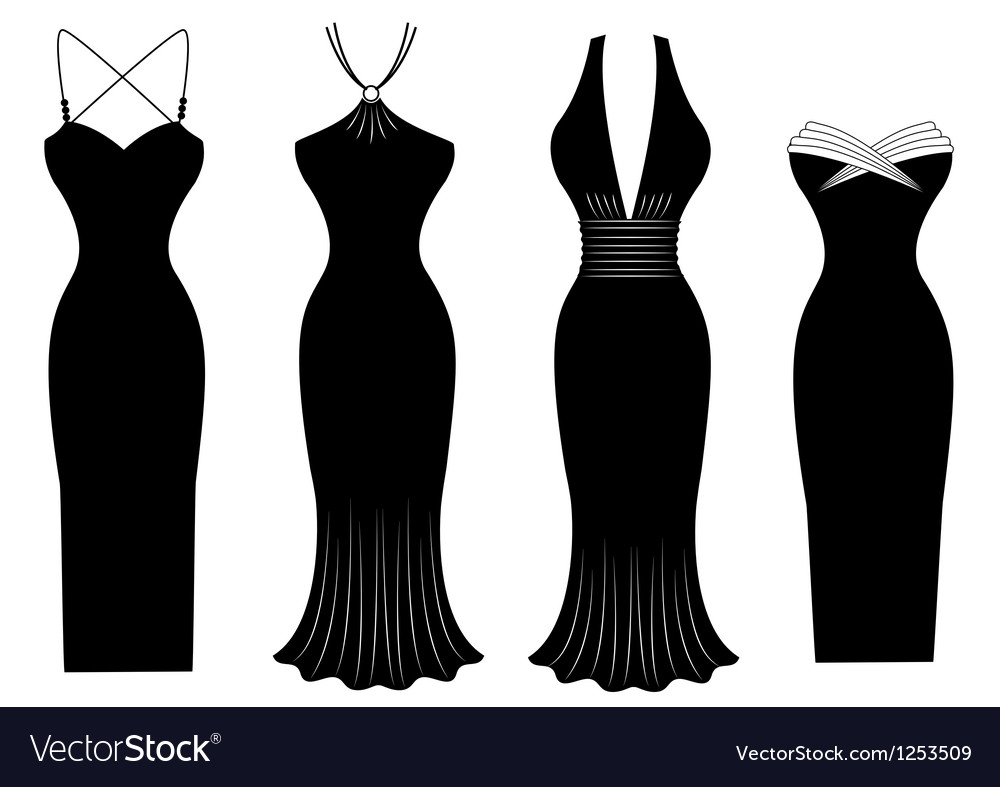 Set Silhouettes Womens Classic Clothing Stock Vector (Royalty Free