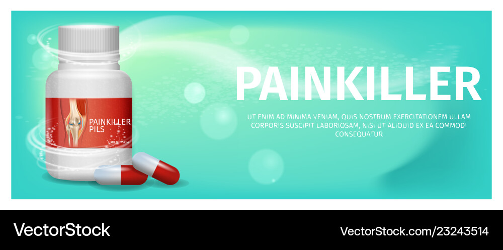 Banner Advertisement Packaging Painkiller Pils Vector Image