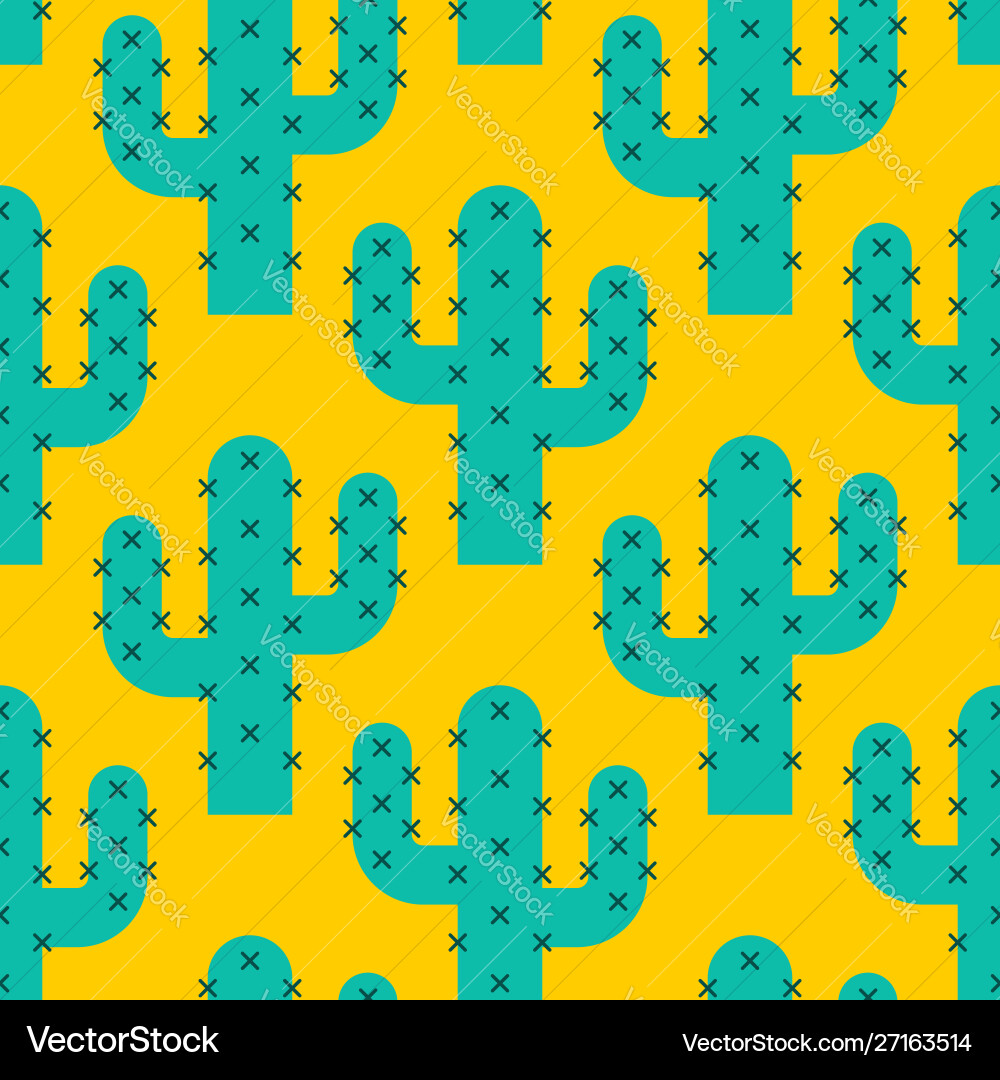Cactus desert pattern background seamless Vector Image