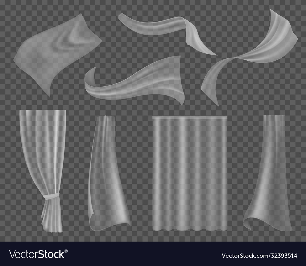 Fluttering transparent fabric lightweight clear Vector Image image.
